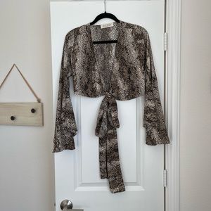 American Threads snakeskin tie front top